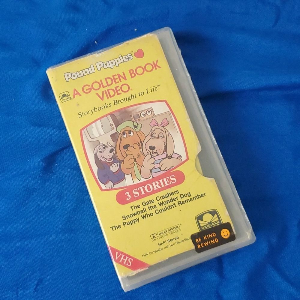 Vintage 1986 Pound Puppies VHS Golden Book Video 3 Stories Retro Cartoon Unteste